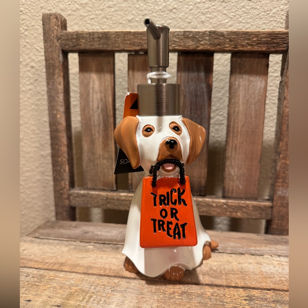 Halloween Ghost Dog Soap Dispenser, Trick Or Treat Ghost Dog Hand Soap Dispenser